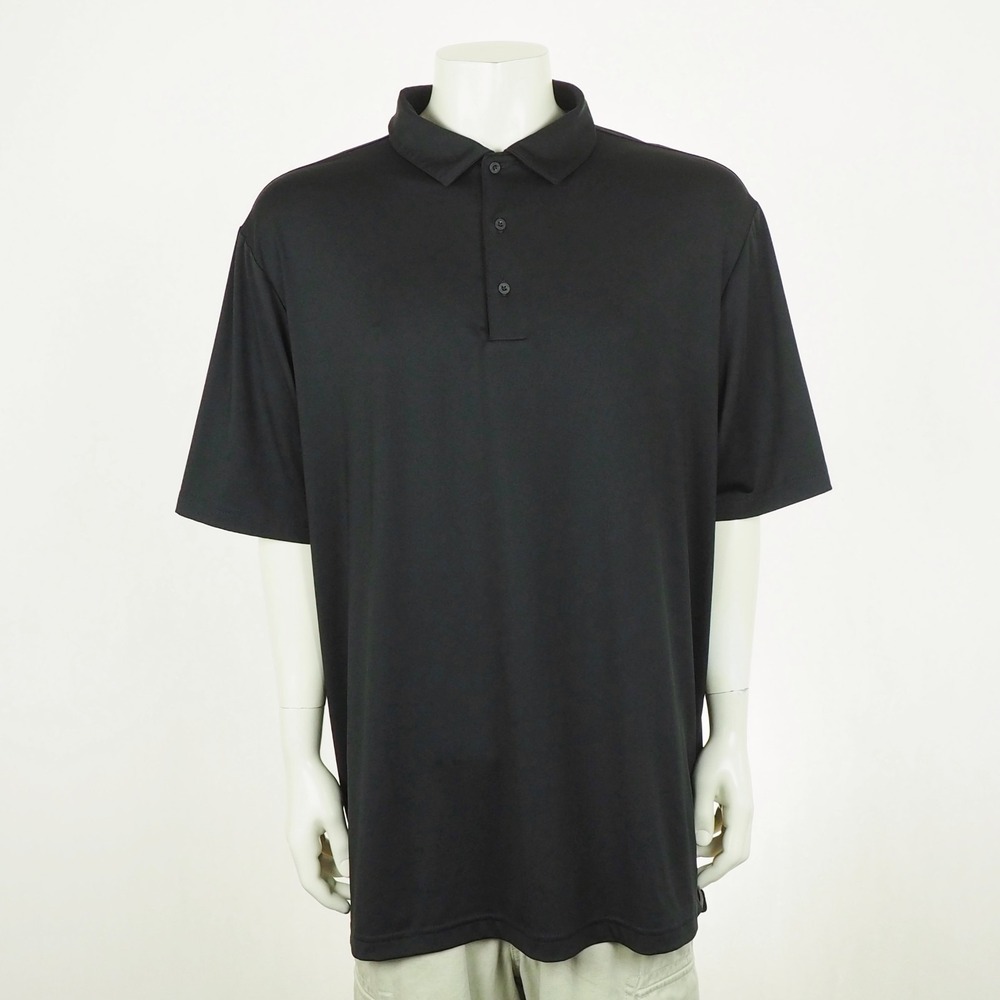 Adidas Golf Polo Shirt Mens 2XLT Black Performance Stretch Wicking Tech Blend